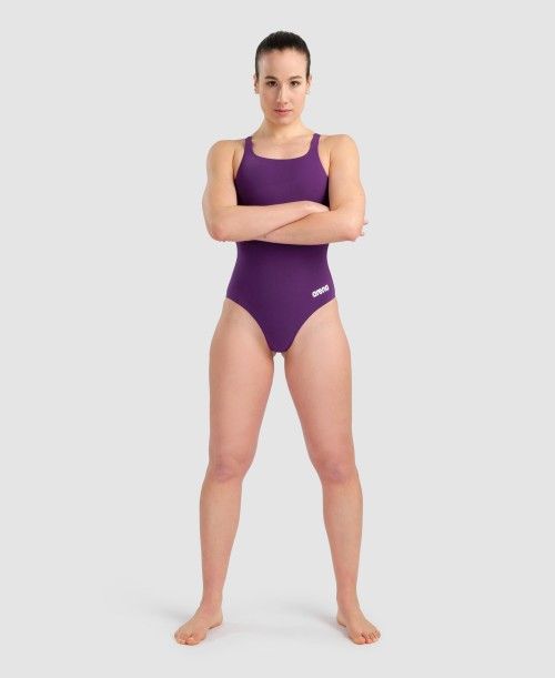 Arena Team Swim Pro Solid One Piece Purple / White | GDESJFV-83