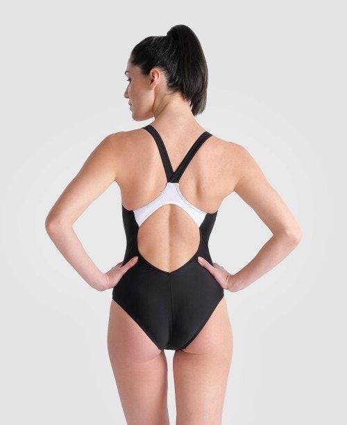 Arena Threefold V Back One Piece Black / White | HCQJZTR-18