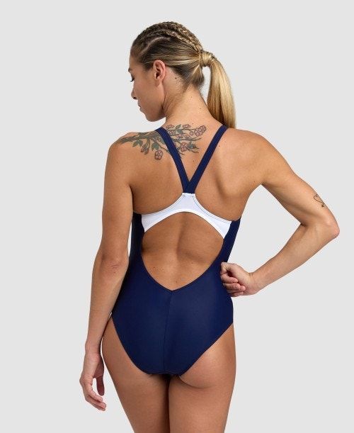 Arena Threefold V Back One Piece Navy / Blue / White | GTJUPVB-62