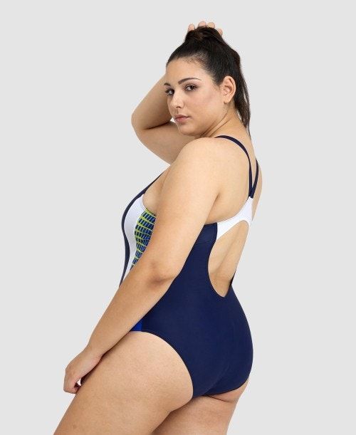 Arena Threefold V Back Plus One Piece Navy / Blue / White | MPUTLBQ-01