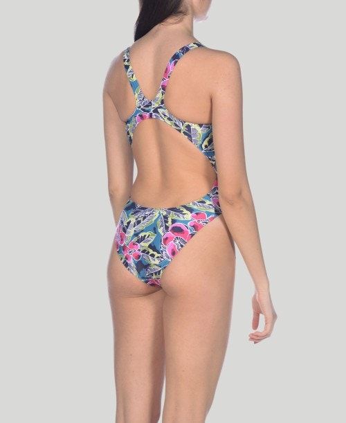 Arena Tropical Sketch Swim Tech One Piece Green / Multicolor | GJPHZOB-93