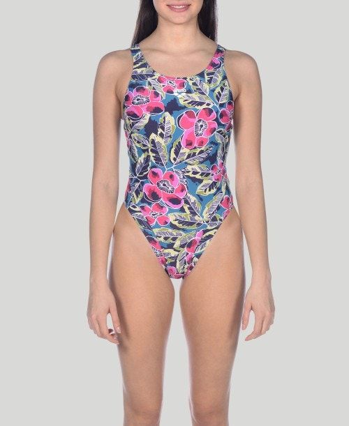 Arena Tropical Sketch Swim Tech One Piece Green / Multicolor | GJPHZOB-93