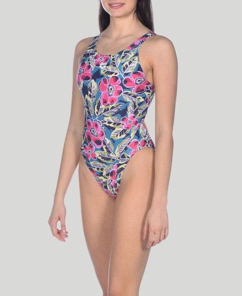 Arena Tropical Sketch Swim Tech One Piece Green / Multicolor | GJPHZOB-93