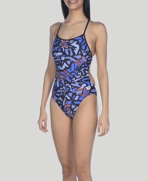 Arena Usa Allover Booster Back One Piece Navy Multicolor / Black | HOLVQGY-52