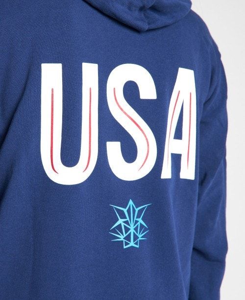 Arena Usa Swimming Team Kit Hooded Zip Jacket Navy | KOEXAZB-02