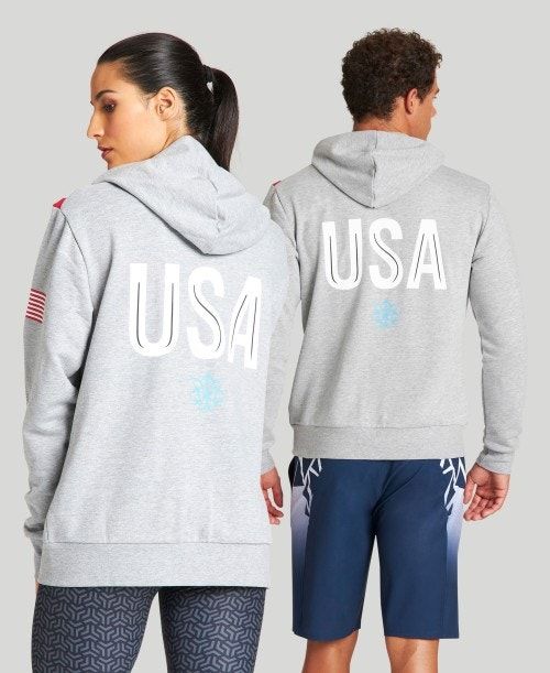 Arena Usa Swimming Team Kit Hooded Zip Jacket Grey | KJUHZAX-59